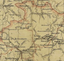 Карта Вологодской губернии 1892 года, фрагмент. Сольвычегодский и Яренский уезды. Чакульский.