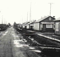 1977-78, п.Урдома, ул.Строителей, Стройучастком (рук.В.А.Гардт) построено около 10-ти 2-квартирных арболитовых домов. Вид улицы со стороны СЖД. (5)
